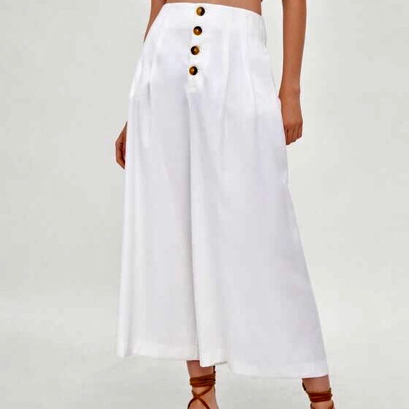 Zara Pants - Zara | White High Waisted Wide Leg Culottes
